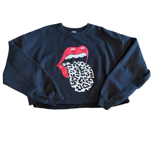 Black Rolling Stones cropped crew neck - Picture 1 of 2